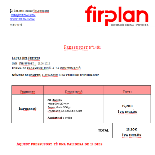 Firplan - Prespuesto 1481 - 1481